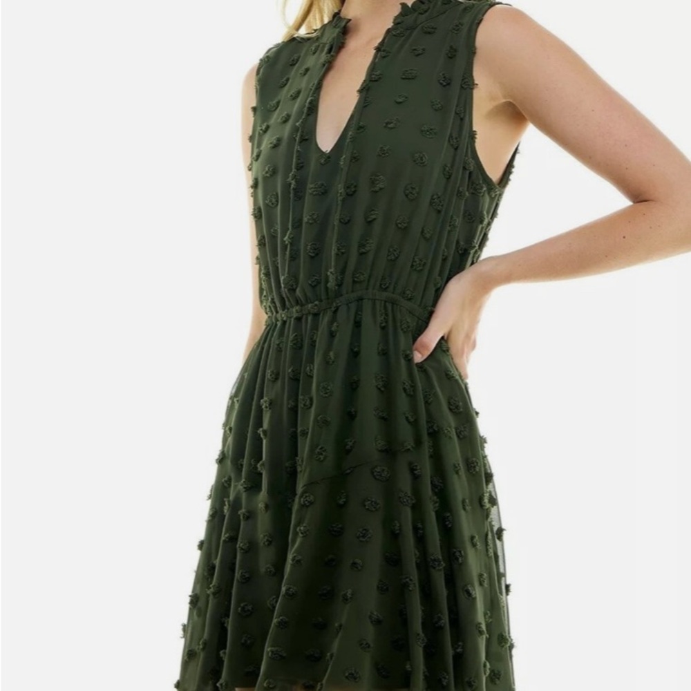 Elegant Dark Green Sleeveless Mini Dress